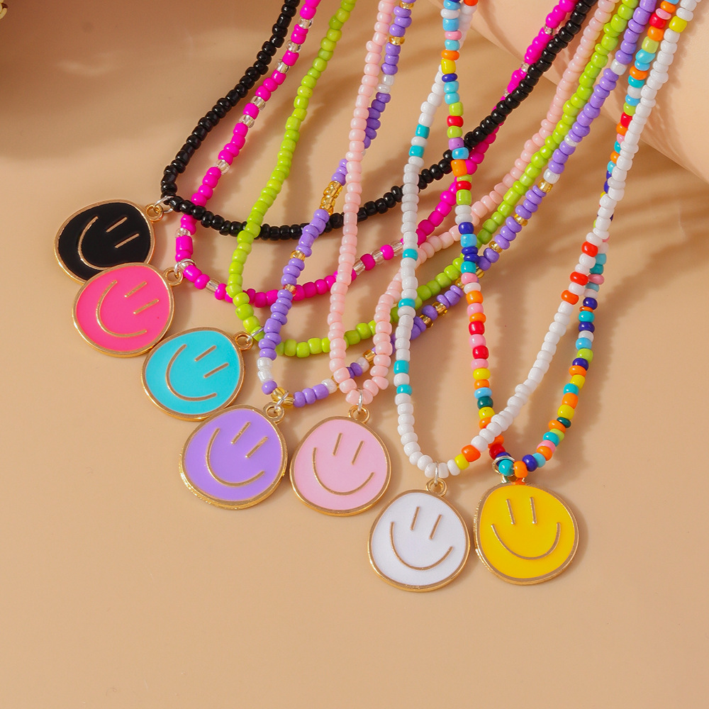 Colorful Dopamine Face Bead Necklace